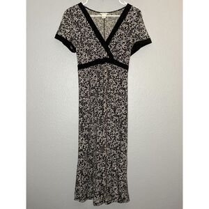 Christopher & Banks Short Sleeve Floral Black & White Tie Back Maxi Dress Size M